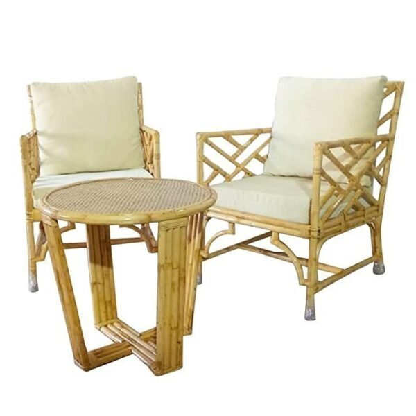 IRA Furniture Wooden Arm Chair for Living Room | Armchair for Outdoor & Balcony | Cane Wood, Light Brown