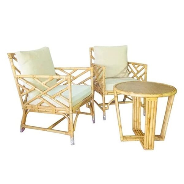 IRA Furniture Wooden Arm Chair for Living Room | Armchair for Outdoor & Balcony | Cane Wood, Light Brown