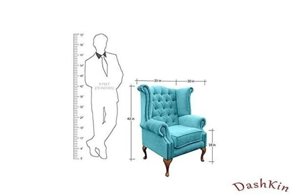 Dashkin Single Sofa Chair| Single Seater Sofa| Sofa Chair for Living Room| Wing Chair| Wing Chair for Living Room| Sofa Chair| Single Sofa| Lounge Chair| Sofa Single Seater| Arm Chair| Peacock Color|
