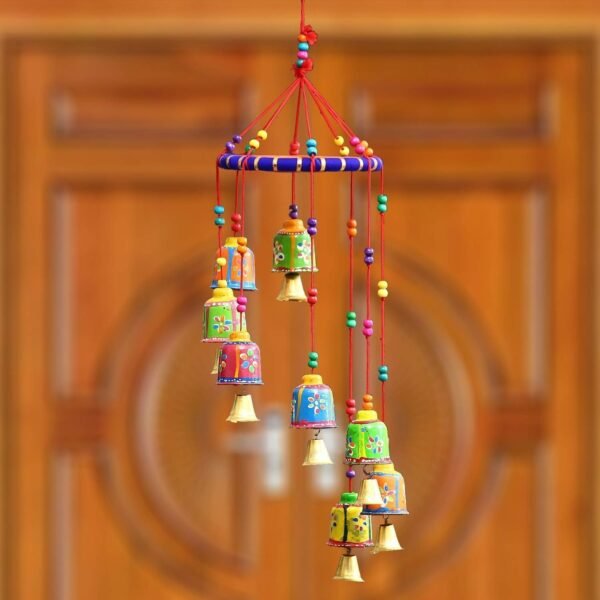 eCraftIndia handicrafted Decorative Wall/Door/Window Hanging Bells Wind Chimes Showpiece for Home Decor, Wall Decor, Pooja Room Temple, Diwali Gift, Corporate Gift