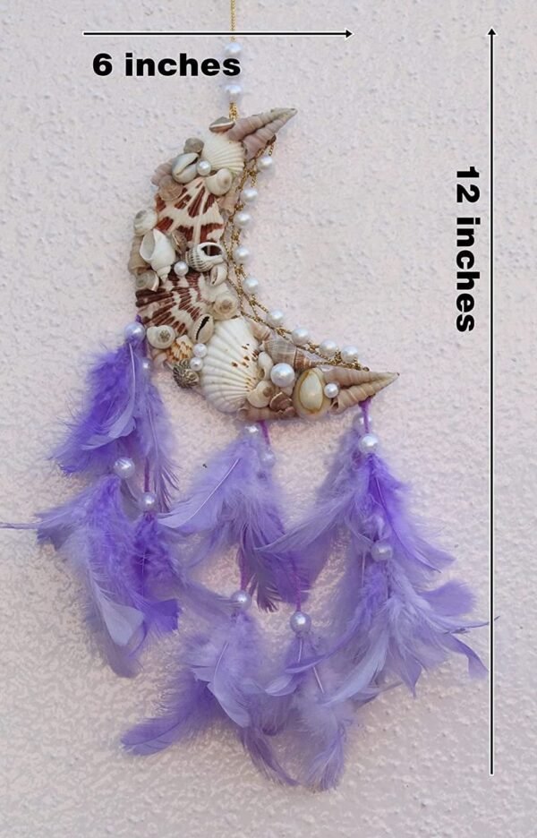 Unknown Yuvicreations, Moon Shape, Sea Shell Dream Catcher, Fine Quality Feathers. Lavender(Pack Of 1)