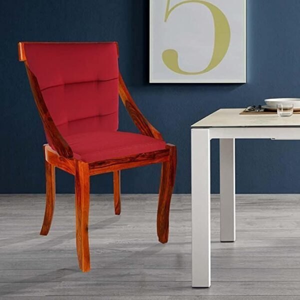 Shilpi Wooden Arm Chair with Cushions(Natural Teak) - Indian Sheesham Wood with Special PU Polish