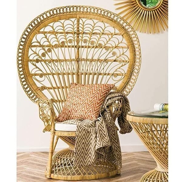IRA Rich Wooden Vintage Peacock Chair for Living Room