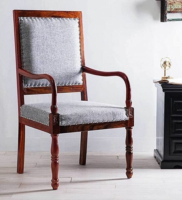 Shilpi Amazing & Standard Size Arm in Pure Sheesham Wood/Wooden Brown & White Seating Chair