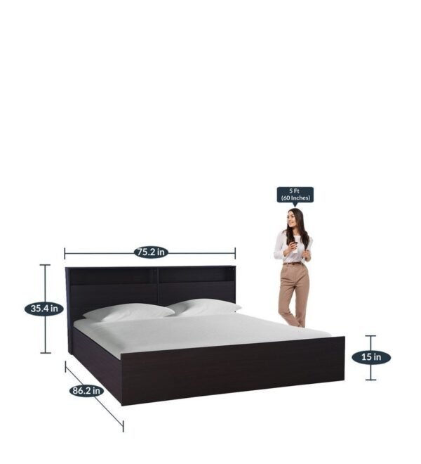 Alex King Size Bed with Storage in Dark Walnut Finish
