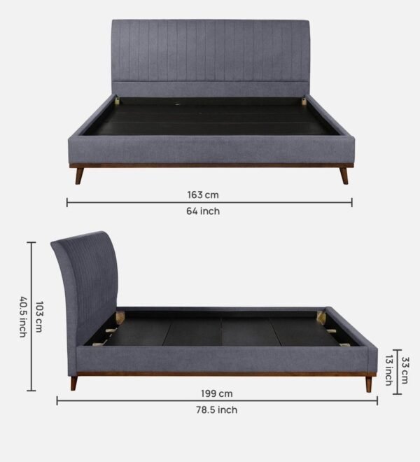 Alonso Upholstered Queen Size Bed in Dark Grey Colour