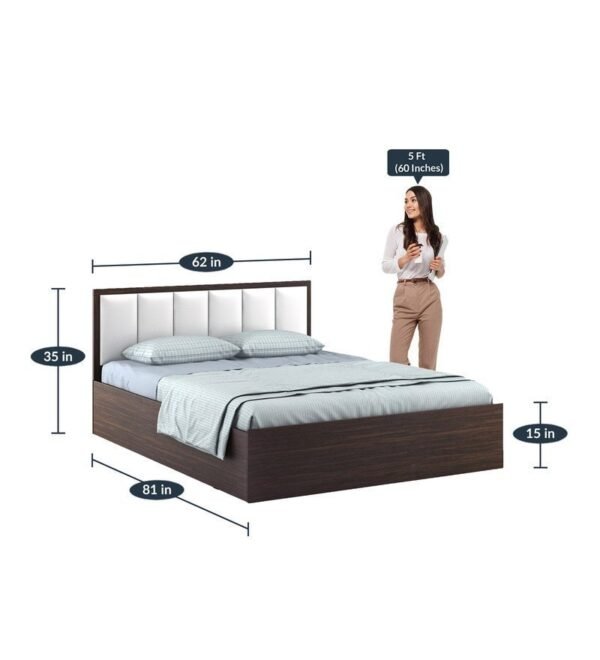 Arctic Queen Size Upholstered Bed with Storage in Choco Walnut Finish