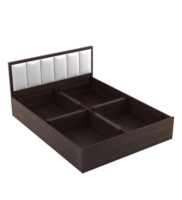 Arctic Queen Size Upholstered Bed with Storage in Choco Walnut Finish