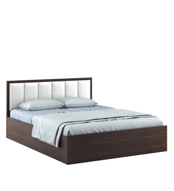 Arctic Queen Size Upholstered Bed with Storage in Choco Walnut Finish