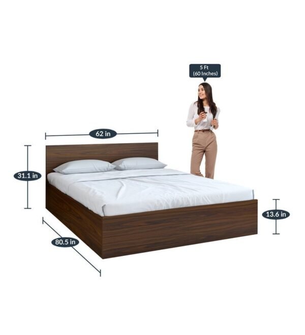 Arthur Queen Size Bed with box storage in Walnut Finish