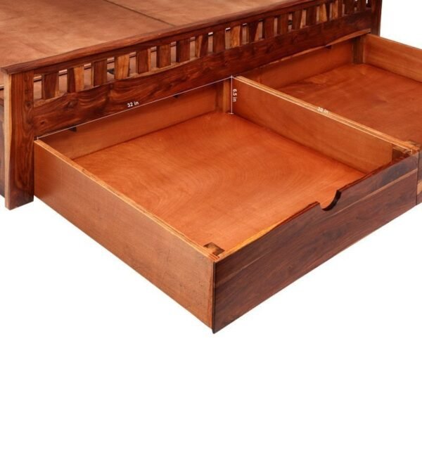 Beatrice King Size Bed with Drawer Storage in Honey Finish