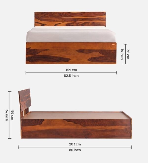 Bed GS Queen Size bed In Honey Brown Colour