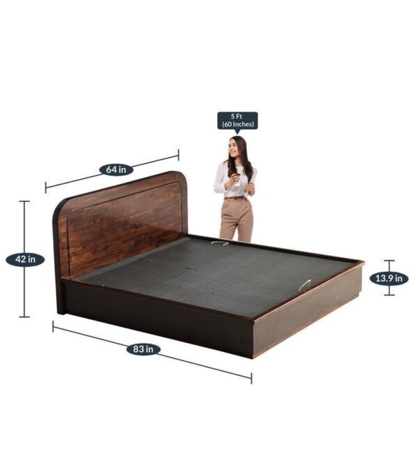 Bolton Queen Size Bed with Hydraulic Storage In Brown Finish