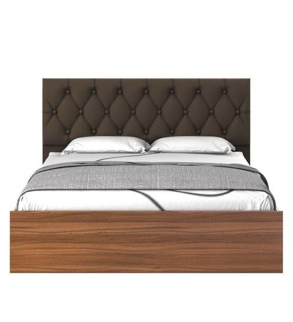 Comet Queen Size Upholstered Bed with Hydraulic Storage in Exotic Teak Finish
