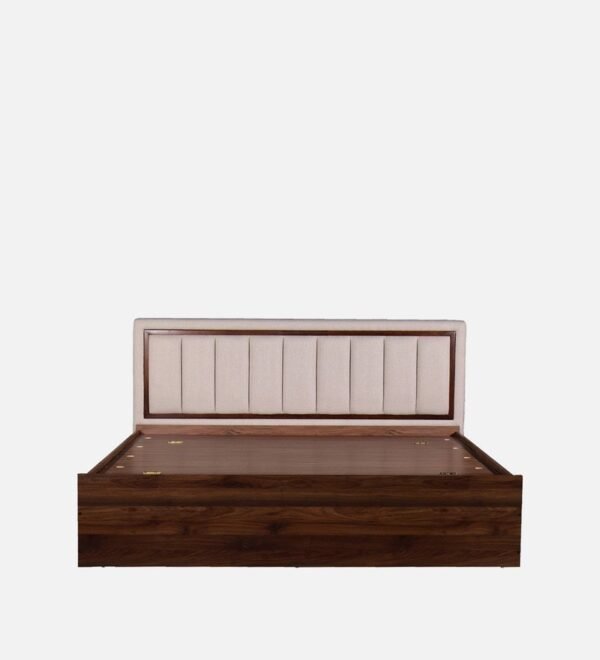 Eloa King Size Bed with Upholstered Headboard and Storage In Columbia Walnut Finish