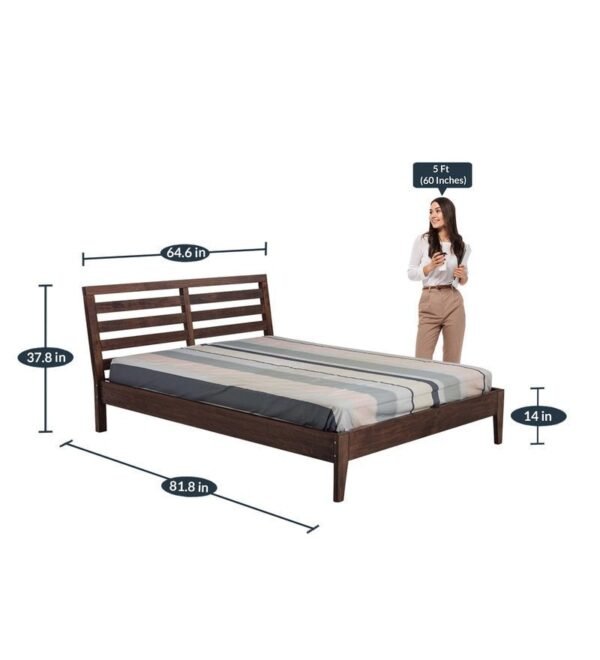Fern Queen Size Bed in Walnut Brown Matte Finish