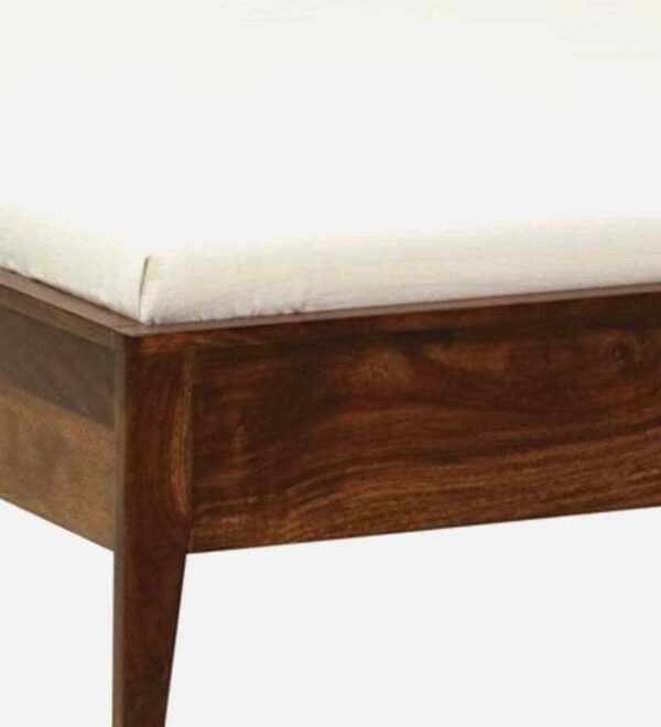 Flair Solid Wood Queen Size Bed With Upholstered Headboard In Provincial Teak Finish