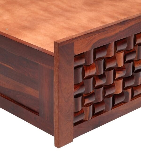 Julieta Queen Size Bed with Hydraulic Storage in Honey Finish