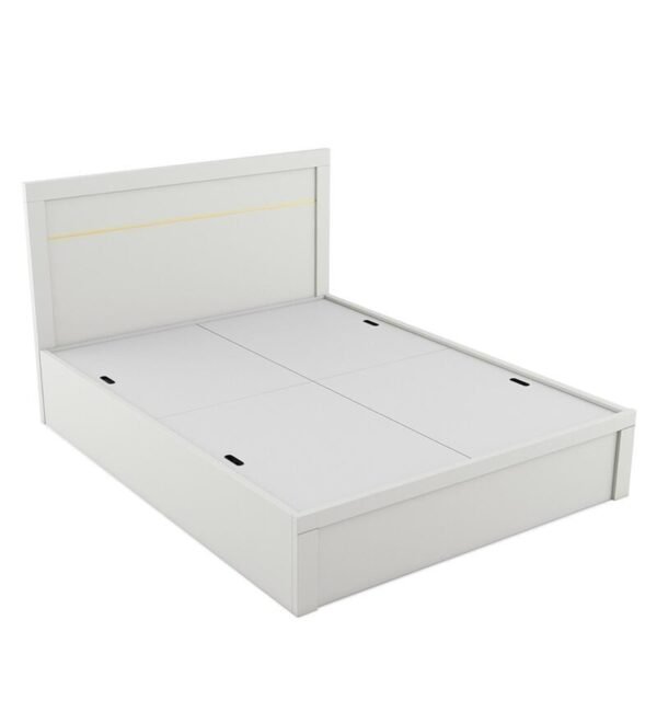 Kingslay Queen Size Bed with Box Storage in White Colour