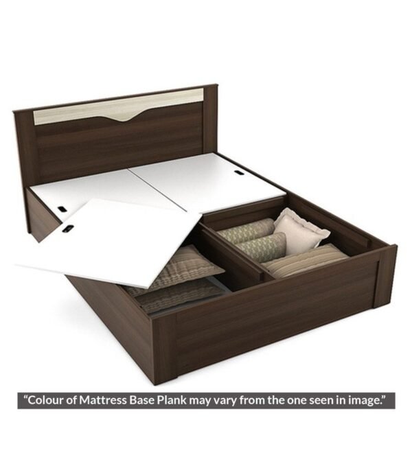 Kosmo Crescent Queen Size Bed with Storage in Dark Acacia Finish