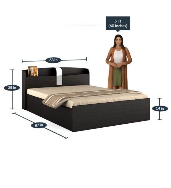 Kosmo Imperial Queen Size Bed with Drawer Storage in Natural Wenge Finish