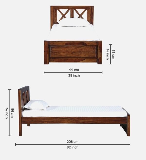 Kryss Solid Wood Single Bed In Provincial Teak Finish