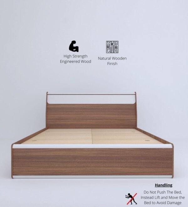 Lixo Queen Size Bed with Box Storage in Teak finish