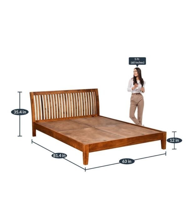 Luxurious Queen Size Wooden Bed In Brown Colour