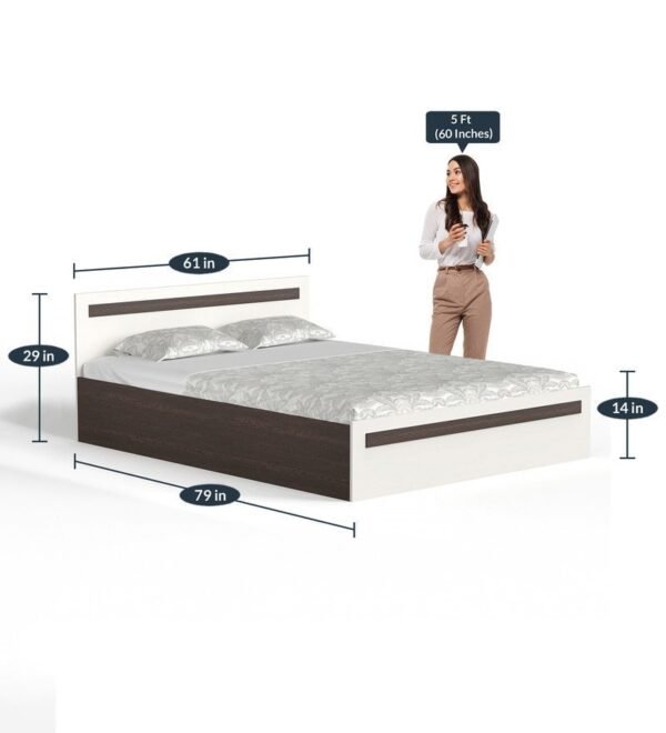 Maltein Queen Size Bed with Storage in Wenge & White Finish