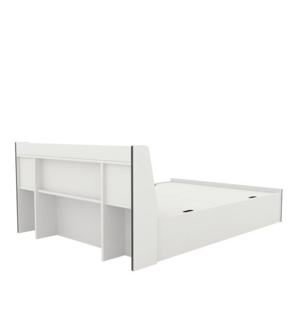 Marbito King Size Bed With Box & Headboard Storage in White Colour
