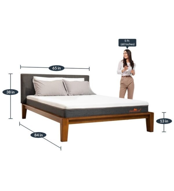 Ohayo Upholstered Queen Size Bed in Light Walnut Colour
