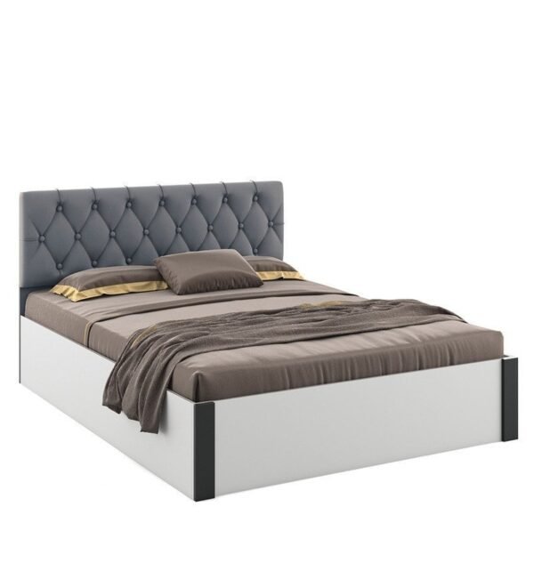 Orbit Queen Size Bed With Box Storage In Frosty White Colour