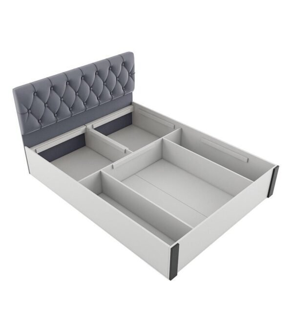 Orbit Queen Size Bed With Hydraulic Storage in Frosty White Finish