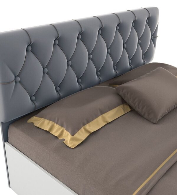 Orbit Queen Size Bed With Hydraulic Storage in Frosty White Finish