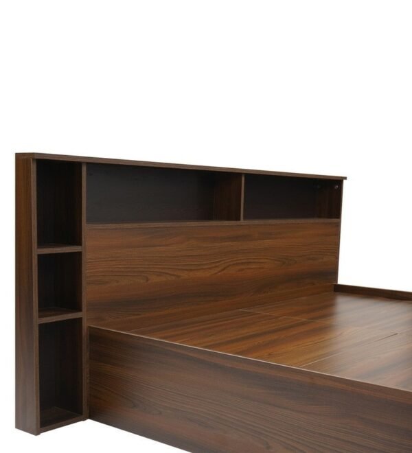 Torrie Queen Size Bed with Storage in Classic Walnut Finish
