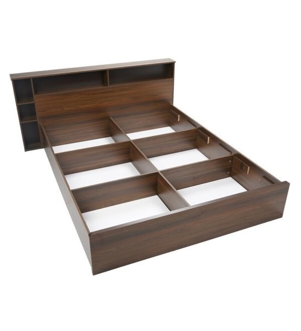 Torrie Queen Size Bed with Storage in Classic Walnut Finish