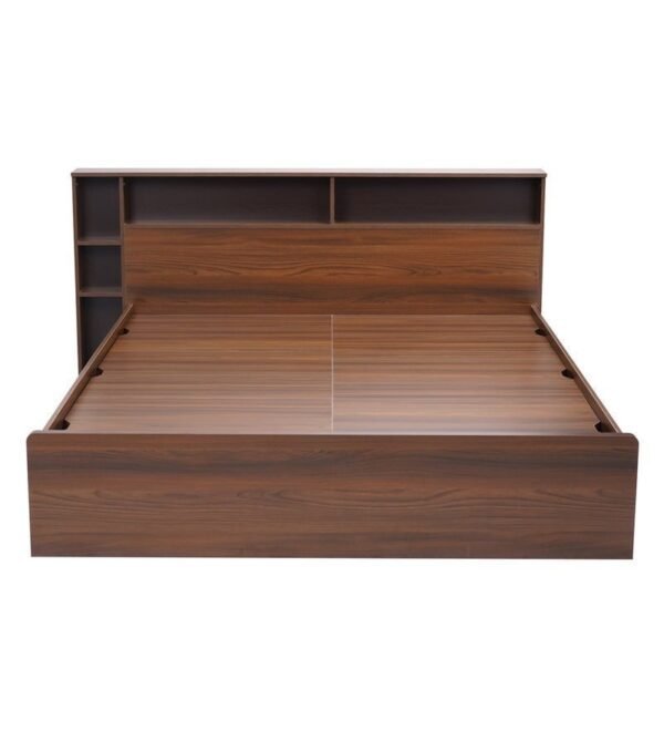 Torrie Queen Size Bed with Storage in Classic Walnut Finish