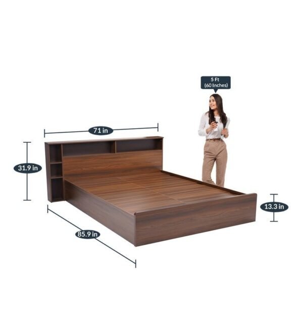 Torrie Queen Size Bed with Storage in Classic Walnut Finish