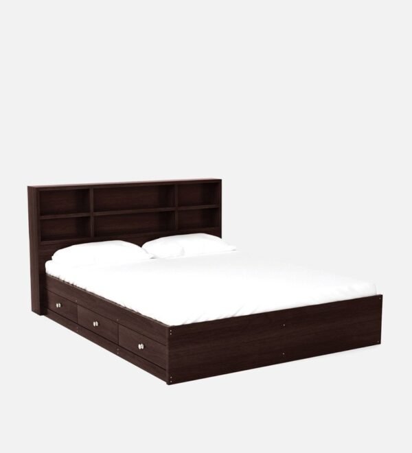 Tsukiko Queen Size Bed With Drawer Storage In Wenge Finish