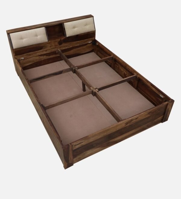 Ursula Solid Wood King Size Bed with Headboard & Box Storage in Rustic Teak Finish