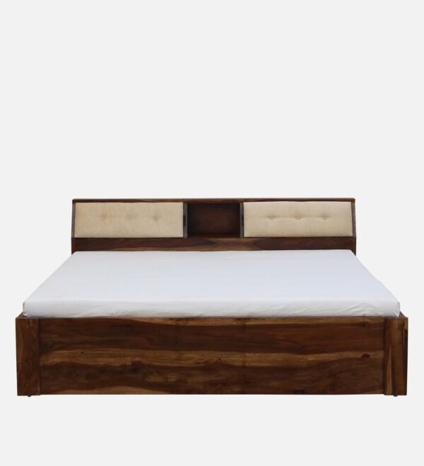 Ursula Solid Wood King Size Bed with Headboard & Box Storage in Rustic Teak Finish