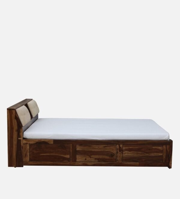 Ursula Solid Wood King Size Bed with Headboard & Box Storage in Rustic Teak Finish