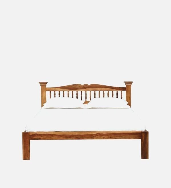 Uttara Solid Wood Queen Size Bed In Rustic Teak Finish
