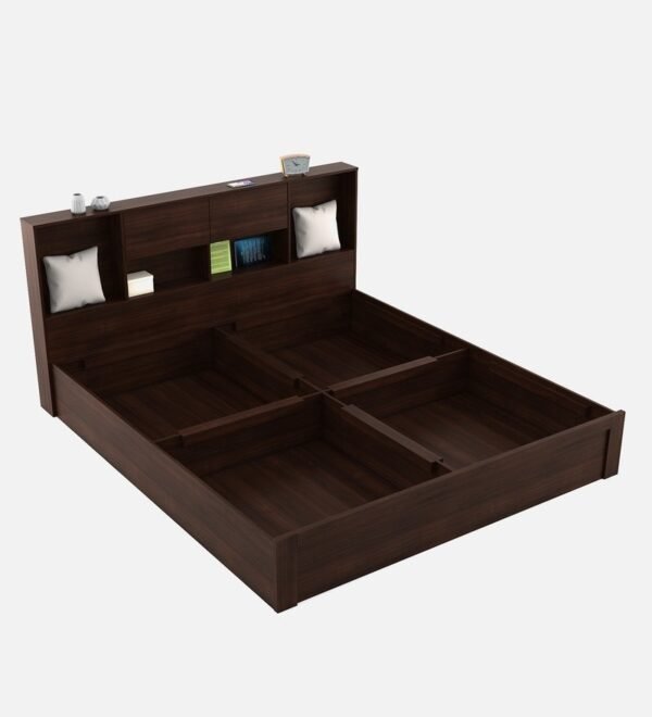 Yume King Size Bed With Box Storage In Regato Walnut Colour